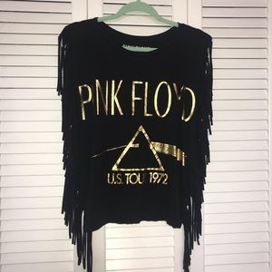 Pink Floyd sz M black & gold fringe muscle tee